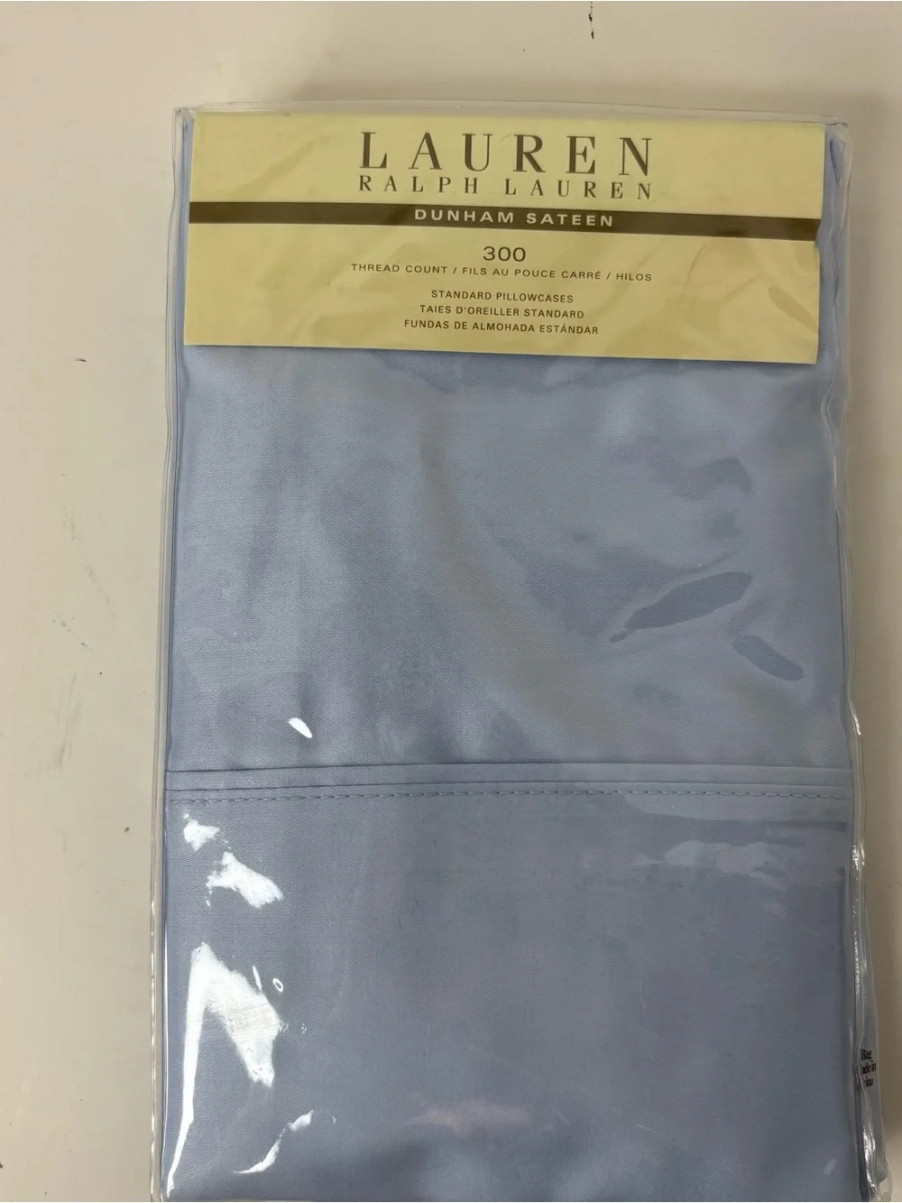 Ralph Lauren Dunham Sateen Blue Standard Pillowcases Pair 300 Thread Count